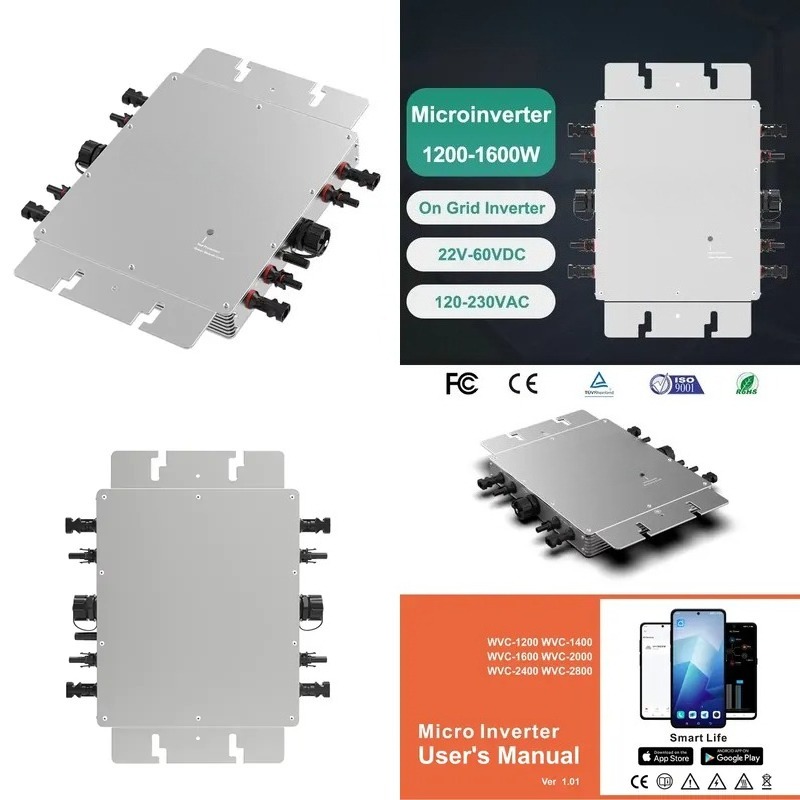 Micro Inverter 1400W Solar Grid Tie - Inteligentny mikroinwerter z monitoringiem WiFi, 1600W