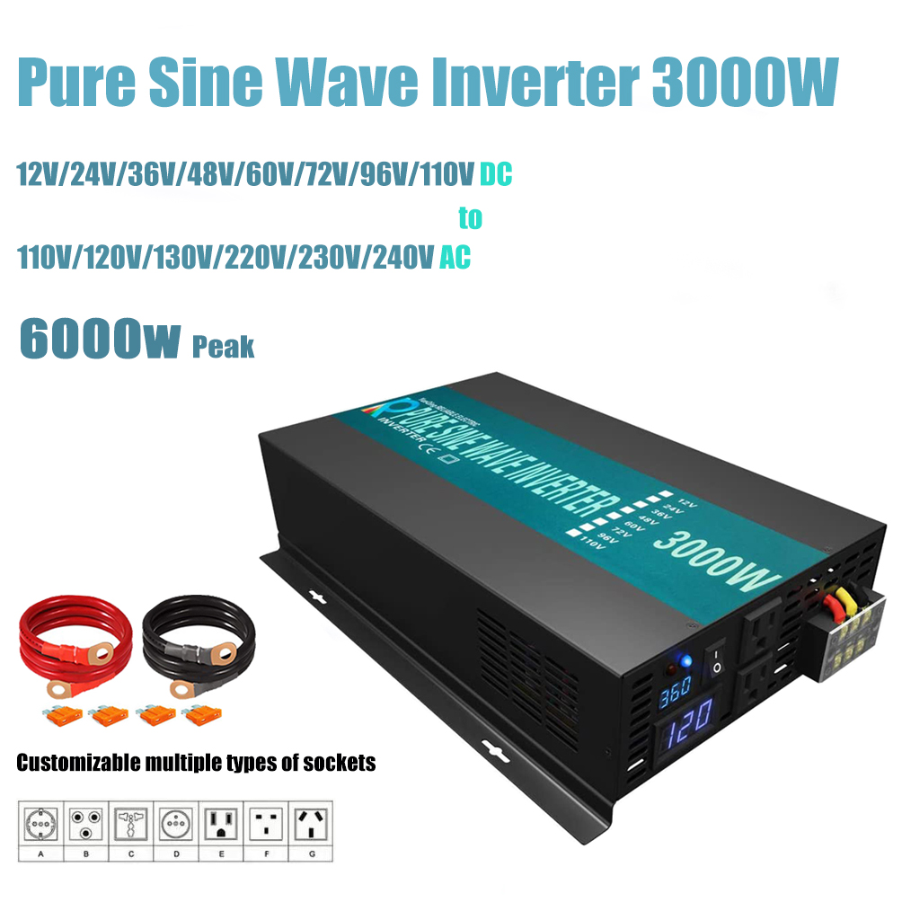 Inverter Pure Sine Wave 60Hz 120V 3000W - Niezawodny falownik czystej fali sinusoidalnej 3000W