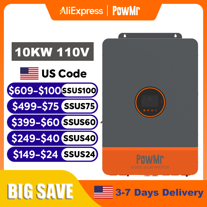 Split Phase Inverter 10Kw 110V 220V - PowMr 16KW 10KW Inwerter Jednofazowy 110V