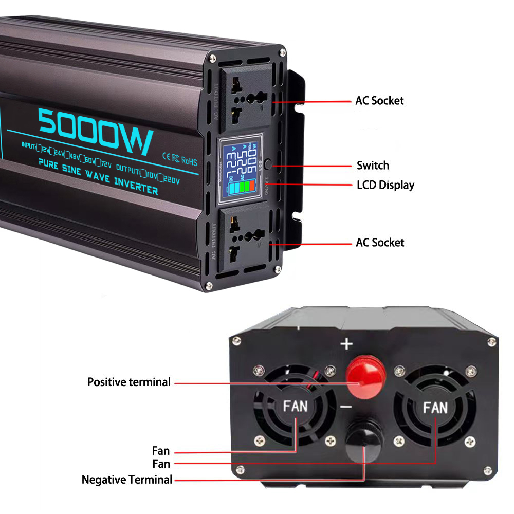 Inwerter sinusoidalny 12V/24V/ – Pure Sine Wave Inverter 5000W 48V 220V recenzja i cena