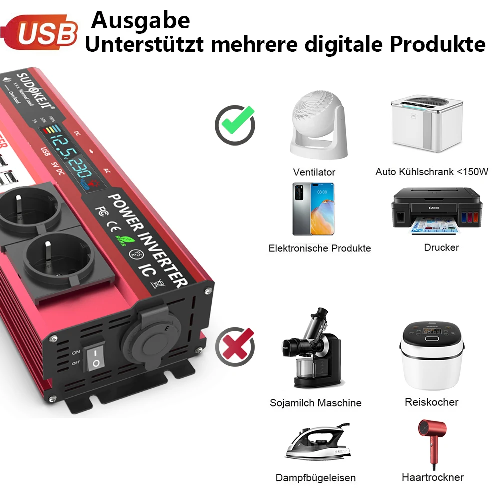 Inwerter 12V na 220V o mocy sz – Power Inverter 12V 220V 4000W Continuous recenzja i cena