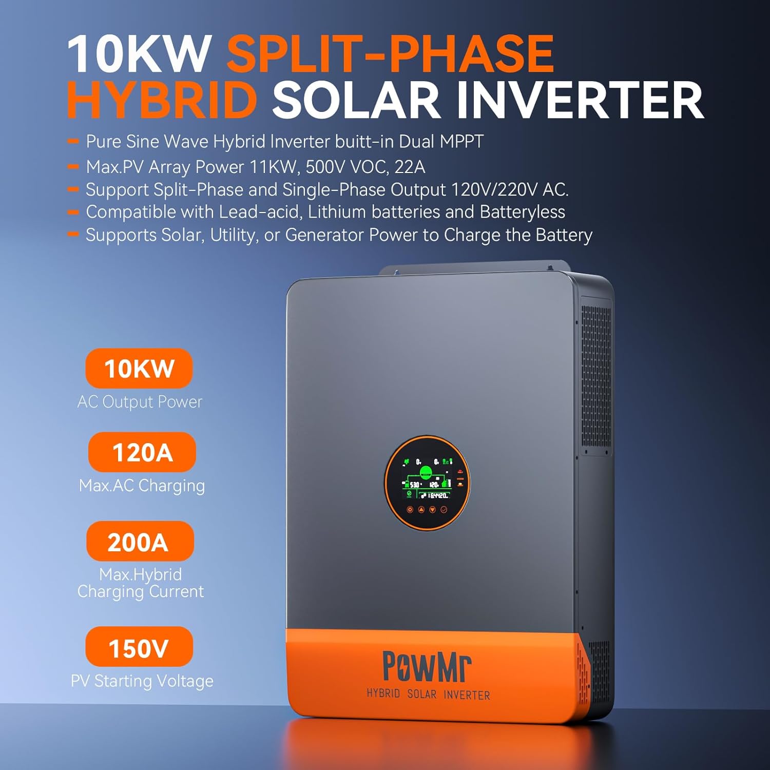 PowMr 10KW Falownik dzielony 4 – Split Phase Inverter 10Kw 110V 220V recenzja i cena